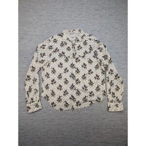 Cotton & Rye‎ Shirt Womens XL Polka Dot Western Frayed Hem Cowboy Rodeo Cowgirl